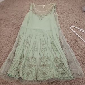 Mint beaded shift dress